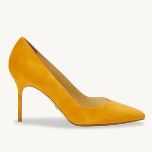 Sarah Flint Perfect Pump 85, Amarela Yellow Suede Heels, Size US 9, IT 39.5